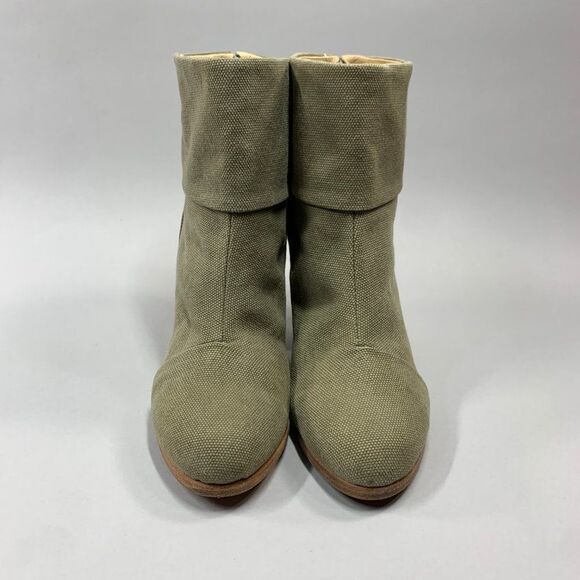 Rag & Bone Newbury Ankle Boots Women's Size 9 Olive Green Canvas Heeled Booties - Picture 2 of 13